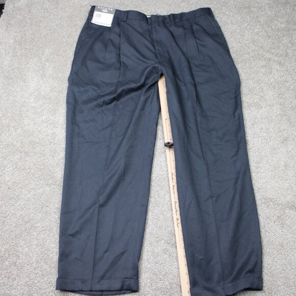 Savane Pants NWT Men 42x30 Blue Silkworks Traditions Micro Fiber Pleated Cuffed - Picture 3 of 15